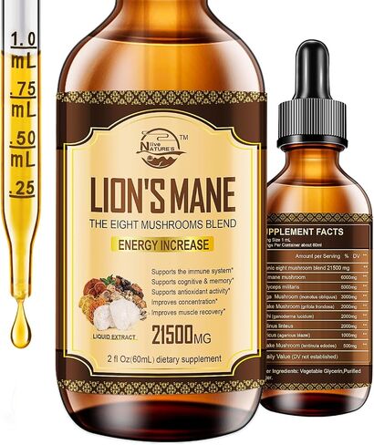 Lions Mane Supplement, Liquid Mushroom Extract Drops, 8 Mushrooms Complex for Cognitive Support and Immunity Boost, Up to 2 Month Supply, Mushroom Supplement with Lion's Mane, Cordyceps, Reishi in Saudi Arabia