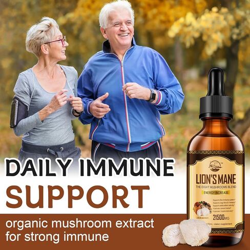 Lions Mane Supplement, Liquid Mushroom Extract Drops, 8 Mushrooms Complex for Cognitive Support and Immunity Boost, Up to 2 Month Supply, Mushroom Supplement with Lion's Mane, Cordyceps, Reishi in Saudi Arabia