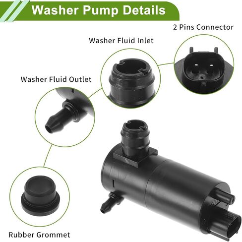 ACROPIX Windshield Washer Pump with Grommet for Nissan Altima 2007-2013 Front Washer Fluid Pump Windshield Wiper Pump No.28920JN01A Black 1 Set in Saudi Arabia