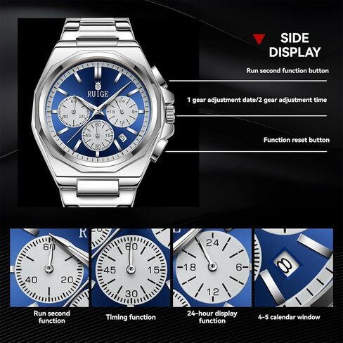 New Multi Functional Men's Quartz Watch with Three Eyes and Six Needles, Fashionable Men's Night Light Waterproof Trendy Watch N19 in Kuwait