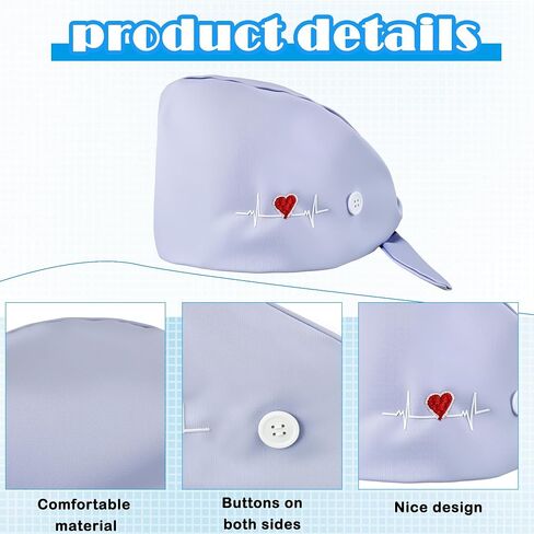 14 Pcs Bouffant Nursing Hats Scrub Caps Adjustable Tie Back Cotton Surgical Caps for Women Men Nurse Doctor, 14 Colors in Saudi Arabia