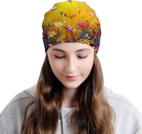 نساء الكلب الزهري ترهل القطن قبعة القطن CAPS سرطان القبعات رأس الرأس عمامة وشاح للنوم الجمجمة الفضفاضة in Kuwait