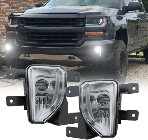 LED Fog Lights Assembly Compatible with 2016 2017 2018 Chevy Silverado 1500 models DOT Bumper Driving Lights Fog Lamps Replacement with DRL Halo Black in Saudi Arabia