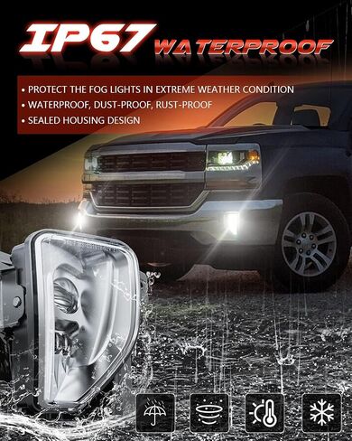 LED Fog Lights Assembly Compatible with 2016 2017 2018 Chevy Silverado 1500 models DOT Bumper Driving Lights Fog Lamps Replacement with DRL Halo Black in Saudi Arabia