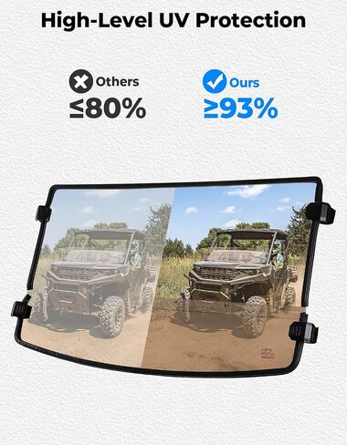 Kemimoto 2-in-1 الزجاج الأمامي المتوافق مع Ranger 1000 ، النافذة الأمامية المقاومة للخدش المتوافقة مع Polaris Ranger XP 900/Crew ، Ranger XP 1000/Crew ، Ranger 1000/Crew 2014-2025 in Saudi Arabia