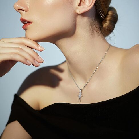 Baby Birthstone Pendant Necklace for Mom by Ginger Lyne - Birth Month Kids - Grandma Family Boy or Girl Charm - Cubic Zirconia CZ Sterling Silver - Box Chain Included in Kuwait