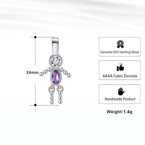 Baby Birthstone Pendant Necklace for Mom by Ginger Lyne - Birth Month Kids - Grandma Family Boy or Girl Charm - Cubic Zirconia CZ Sterling Silver - Box Chain Included in Kuwait