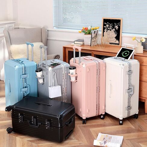 أمتعة Beith Hardside مع USB ، Type-C ، حامل الكأس ، BS2298 حقيبة إطار من الألومنيوم الكبيرة مع 5 عجلات 360 درجة الدوران المزدوج ، قشرة مربع ABS+PC ، قفل TSA ، قضيب رفع الألومنيوم ، دائم in Kuwait