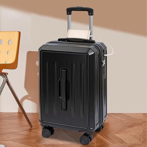 Carry On Luggage with Cup Phone Holder and Charger Hard ABS Shell Suitcases with 4 Double Spinner Wheels,Blue 20inch in Saudi Arabia