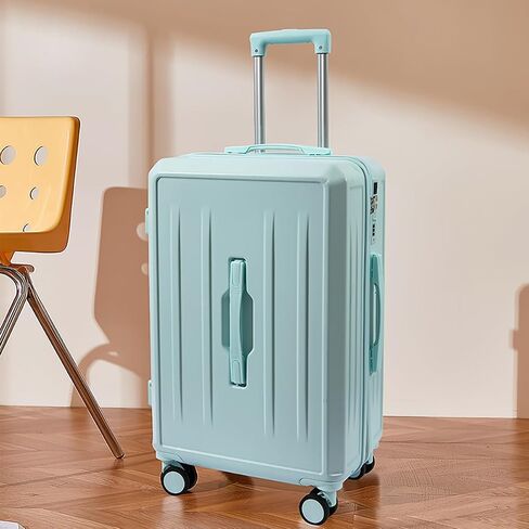 Carry On Luggage with Cup Phone Holder and Charger Hard ABS Shell Suitcases with 4 Double Spinner Wheels,Blue 20inch in Saudi Arabia