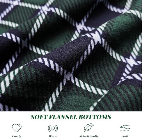 Vulcanodon Mens Fleece Plaid Pajama Pant, Soft Lightweight Lounge Sleep Bottoms with Pockets and Button Fly in Saudi Arabia
