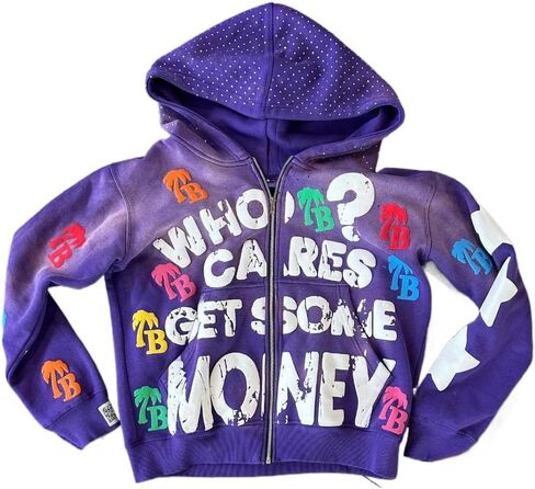 Y2K Hiphop Foam Printed Hoodie Street Loose Zipper Top in Saudi Arabia