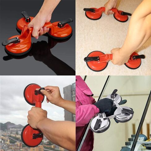 Triple Glass Suction Cups Heavy Duty Aluminum Vacuum Plate Handle Glass Holder Hooks to Lift Large Glass, Tile Suction Cup Lifter, Triple Suction Cups for Moving Glass, Window, Granite in Kuwait
