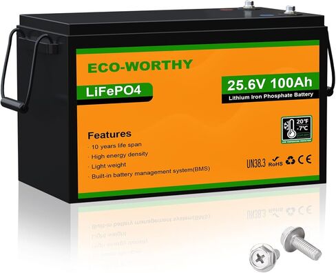 بطارية ليثيوم 24V 100AH التي تستحقها Eco ، بطارية قابلة لإعادة الشحن مع حماية منخفضة ، كحد أقصى. 2560W للنظام الشمسي خارج الشبكة ، 70-86 رطل محركات التصيد ، العربة ، RV ، الأسرة (حزمة واحدة) in Saudi Arabia
