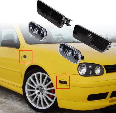 Astra Depot Euro Style Black Base Amber Side Marker Lights Compatible with Fender Bumper Volkswagen 1999-2005 VW Jetta MK4 99-03 Golf MK4 in Saudi Arabia