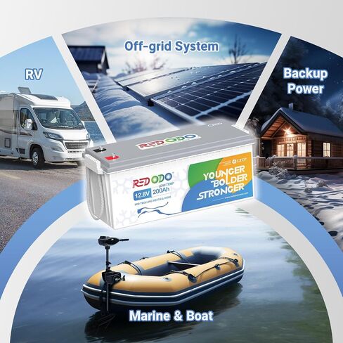 Redodo 12v 165ah LifePo4 بطارية مع Bluetooth ، 165a BMS ، 2112WH ، مجموعة 31 بطارية ليثيوم مع 1.65x أطول ، مثالية للربع البحري ، البحرية ، الطاقة الشمسية in Saudi Arabia