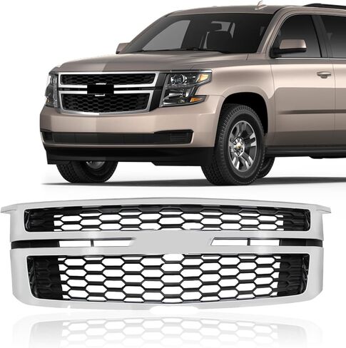 Front Bumper Grille Fit for 2015-2020 Chevrolet Chevy Tahoe Suburban LS LT Grill Intake Replacement with Gloss Black Grille Replacements in Kuwait