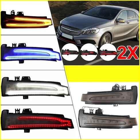 2PCS Dynamic LED Side Wing Mirrors Indicator Flowing Turn Signal Light Blinker Startup Breath Light Compatible for Benz W212 W204(Amber and White) in Saudi Arabia