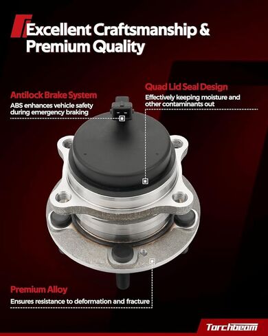 Torchbeam Pair 512326 Rear Wheel Hub Bearing Assembly for 2007-2020 Hyundai Santa Fe, 2011-2015 Kia Sorento, 2013-2018 Hyundai Santa Fe Sport, Wheel Bearing 5 Lugs W/ABS in Saudi Arabia