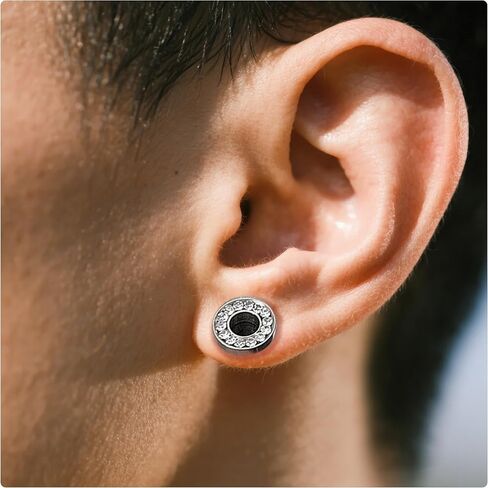 Ruifan Gauges For Ears ASTM F136 Titanium Jeweled Clear CZ Single Flare Tapers Screw Tunnel Gauges Earrings Ear Expander Stretching Kit Plugs Piercing For Women Men 10G 8G 6G 4G 2G 0G 00G in Saudi Arabia
