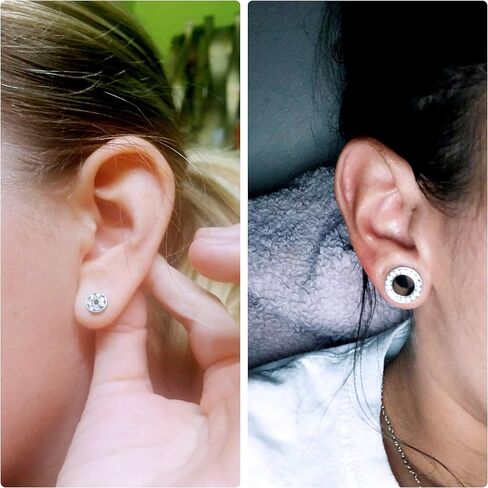 Ruifan Gauges For Ears ASTM F136 Titanium Jeweled Clear CZ Single Flare Tapers Screw Tunnel Gauges Earrings Ear Expander Stretching Kit Plugs Piercing For Women Men 10G 8G 6G 4G 2G 0G 00G in Saudi Arabia