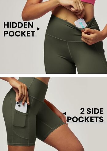 IUGA Biker Shorts Women 6" Workout Shorts Women with Pockets High Waisted Yoga Running Gym Spandex Compression Shorts Azure in Kuwait