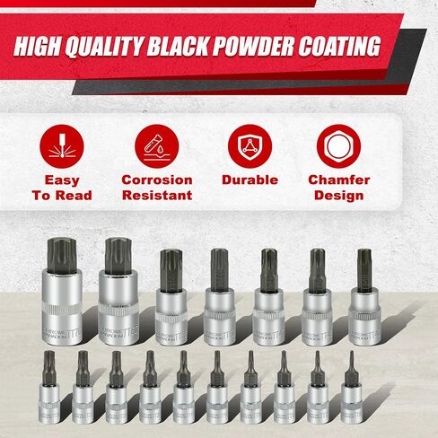 64PCS 1/4,3/8&1/2" Master Torx Bit Socket Set and External Torx Socket Set,E4-E24,T6-T70,TT6-TT70,TP8-TP60,Adapters,S2 and Cr-V Steel in Saudi Arabia