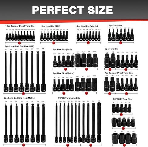 64 قطعة 1/4,3/8&1/2" مجموعة مقابس توركس رئيسية ومجموعة مقابس توركس خارجية، E4-E24، T6-T70، TT6-TT70، TP8-TP60، محولات، S2 وCr-V فولاذ in Kuwait
