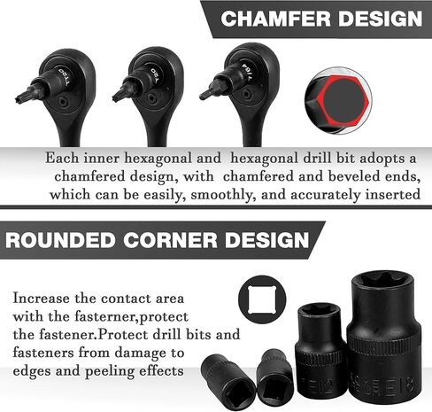64 قطعة 1/4,3/8&1/2" مجموعة مقابس توركس رئيسية ومجموعة مقابس توركس خارجية، E4-E24، T6-T70، TT6-TT70، TP8-TP60، محولات، S2 وCr-V فولاذ in Kuwait
