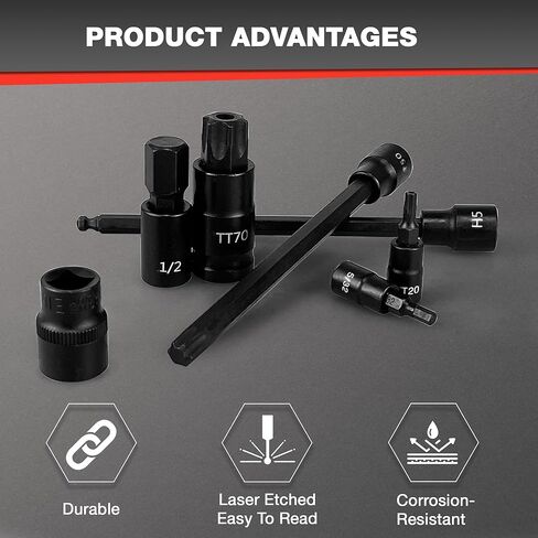 64 قطعة 1/4,3/8&1/2" مجموعة مقابس توركس رئيسية ومجموعة مقابس توركس خارجية، E4-E24، T6-T70، TT6-TT70، TP8-TP60، محولات، S2 وCr-V فولاذ in Kuwait