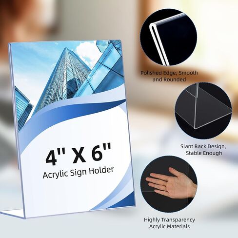 30 Pack Acrylic Sign Holder 8.5 x 11, Clear Plastic Display Stands for Tabletop, L-Shape Acrylic Stands for Flyers, Documents, Office, Restaurants, Vertical Sign Holder 8.5x11 for Desktop in Saudi Arabia
