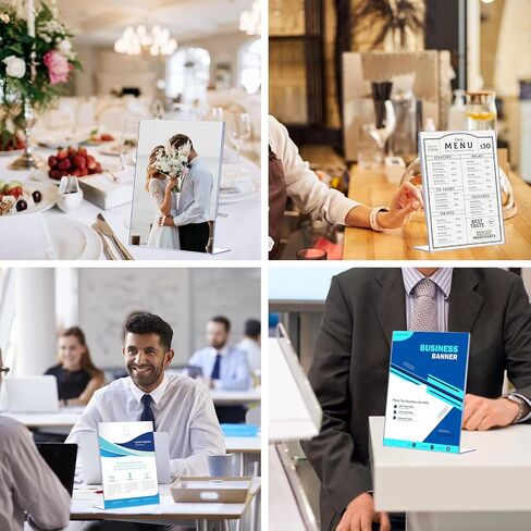 30 Pack Acrylic Sign Holder 8.5 x 11, Clear Plastic Display Stands for Tabletop, L-Shape Acrylic Stands for Flyers, Documents, Office, Restaurants, Vertical Sign Holder 8.5x11 for Desktop in Saudi Arabia
