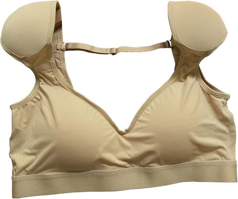 Women Tops 2 in 1 Built-in Shoulder Pad Ladies Padded Tank Top Shirt Elastic Soft Underwear, Bra With Chest Pad(XL,White) in Saudi Arabia