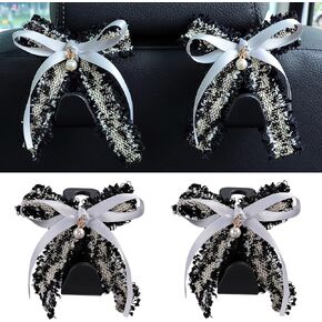 Amooca Car Seat مسند رأس خطاف لطيف Bowknot مركبة شماعات تخزين السيارة منظم لحقيبة اليد محفظة معطف كيس البقالة الوردي الأبيض in Kuwait