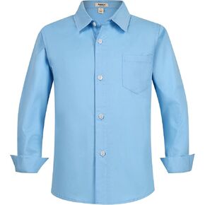 Boys' Long Sleeve Dress Shirts Pure Cotton Kids Button-Down Shirt School Uniform Shirts 7-16 Years in Saudi Arabia