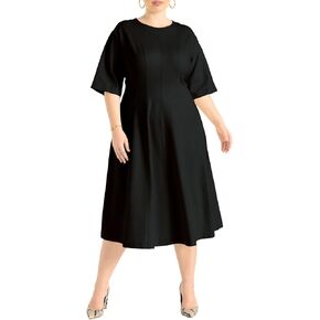 ELOQUII Women's Plus Size Seam Detail Ponte Work Dress in Kuwait