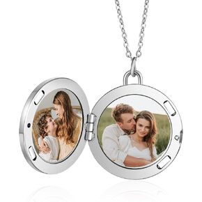 Personalized Round Locket Necklace for Women - Customizable 2 Photos Necklace Jewelry Gift for Anniversary Christmas Valentines Day in Saudi Arabia