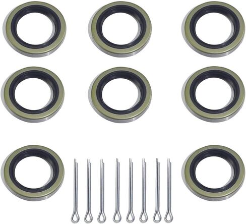 8pcs 171255tb trailer محور المحور أختام معرف 1.719 "Xod 2.565" مع دبابيس كوتر 8pcs لـ 010-019-00 Dexter ، 3500lb#84 in Kuwait