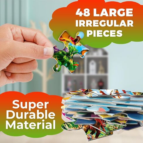 QUOKKA Floor Puzzles for Kids Ages 3-5 - 48 Piece Round Puzzles for Kids 4-8 Years Old - Large Giant Educational Toddler Puzzles Ages 2-4 - Animals Activity Game Toy for Boys and Girls in Saudi Arabia