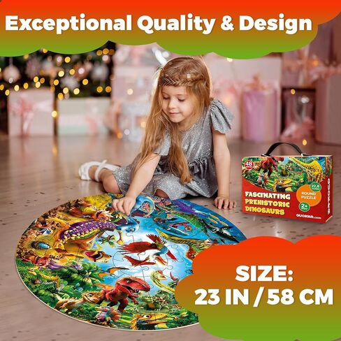 QUOKKA Floor Puzzles for Kids Ages 3-5 - 48 Piece Round Puzzles for Kids 4-8 Years Old - Large Giant Educational Toddler Puzzles Ages 2-4 - Animals Activity Game Toy for Boys and Girls in Saudi Arabia