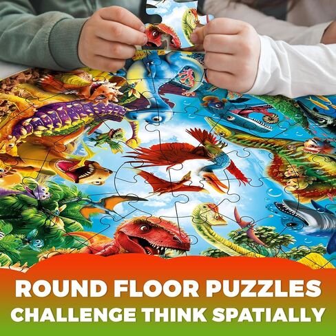 QUOKKA Floor Puzzles for Kids Ages 3-5 - 48 Piece Round Puzzles for Kids 4-8 Years Old - Large Giant Educational Toddler Puzzles Ages 2-4 - Animals Activity Game Toy for Boys and Girls in Saudi Arabia