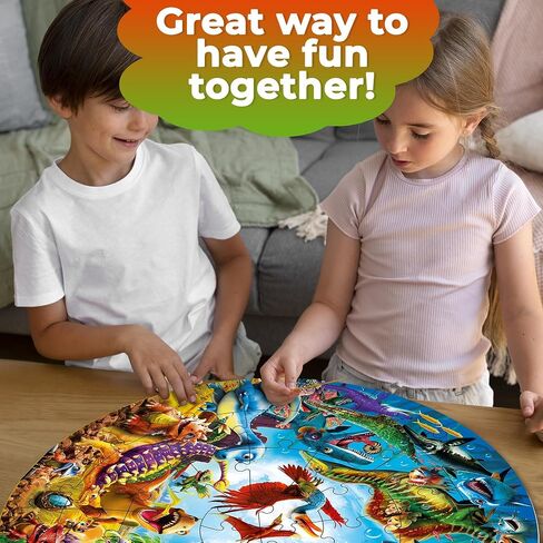 QUOKKA Floor Puzzles for Kids Ages 3-5 - 48 Piece Round Puzzles for Kids 4-8 Years Old - Large Giant Educational Toddler Puzzles Ages 2-4 - Animals Activity Game Toy for Boys and Girls in Saudi Arabia