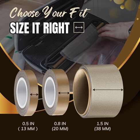 شريط تيفلون عالي الحرارة من Flexzion - 20 مم × 10 م (0.8 بوصة × 32.8 قدم) شريط PTFE من نسيج الألياف الزجاجية تيفلون المدعوم بمادة لاصقة لسداد الفراغ، وسداد النبضات، وتغليف المواد الغذائية، وختم الحرارة والاستخدام الصناعي in Saudi Arabia