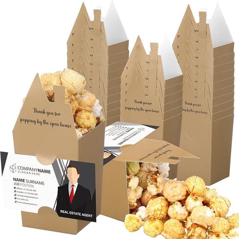 Hoolerry 50 Pcs Mini House Shaped Popcorn Boxes with Tag Holder Thanks for Real Estate Agent Supplies Popping by the Open House Popcorn Buckets Snack Boxes House Shaped Gift Boxes in Saudi Arabia