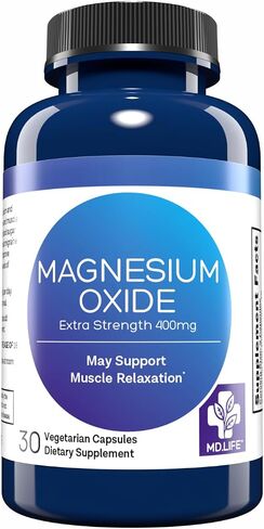 MD. Life Magnesium Oxide Supplement – 90 Capsules - High Absorption Magnesium Supplement for Vascular Health, Leg Cramps, Magnesium for Sleep - Non GMO in Saudi Arabia