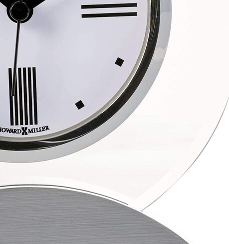 Howard Miller Brayden Alarm Tabletop Clock - ساعة مكتب حديثة من الزجاج التناظري مع حركة الكوارتز ، وتشغل البطارية ، قاعدة الألومنيوم ، الانتهاء من الفضة ، المنبه لغرفة النوم ، المكتب ، الرف ، وديكور غرفة المعيشة in Saudi Arabia