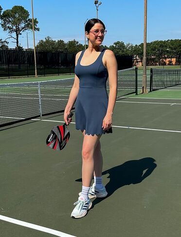 Tanou Athletic Dress for Women with Built in Shorts & Bra Tennis Dress Backless Outfit Golf Dresses with Pockets Navy Blue in Saudi Arabia