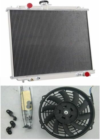 Radiator Aluminium Radiator Compatible For Mitsubishi Montero Pajero NJ NK NL 2.8L 4cyl V46W V26W 4M40 Diesel 1994-2000 95 96 97 98 99 00(Radiator And 2 Fans) in Saudi Arabia