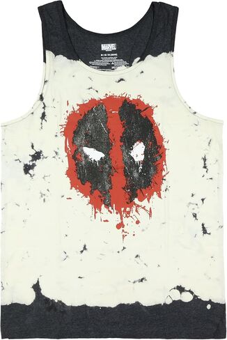 Marvel Deadpool Men's Sleeveless T-Shirt Ink Splatter Face Design Adult Tie-Dye Muscle Tee Tank Top in Kuwait