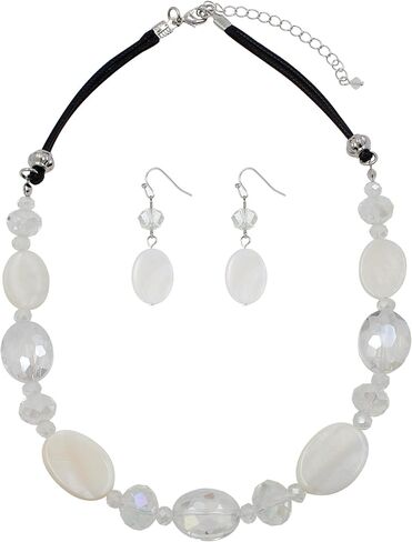 Multi Color Beaded Statement Necklace and Earrings for women Shiny Crystal Stone Beads Choker in Saudi Arabia